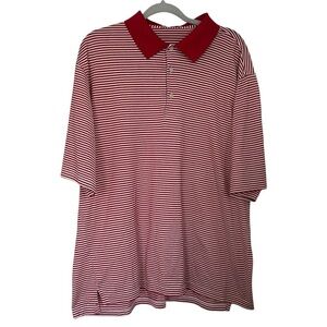 Peter Millar Polo Striped Red & White Short Sleeve Golf Cotton Stretchy Size XL
